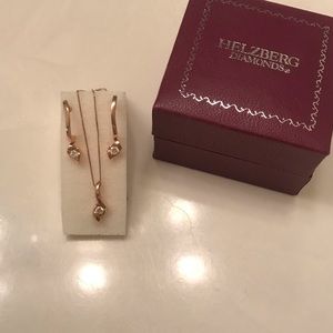 Rose Gold Diamond Earrings And Necklace Set